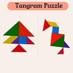 Wooden Children's Educational Colorful Square Tangram Game