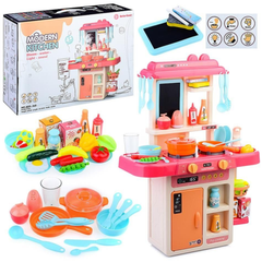 42 Pcs Pretend Play Kitchen Set Toys with Slate, Chalk and Duster