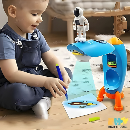 Space Rocket Drawing Projector Toy — Projection Art & Tracing Set for Kids (4+ Years)