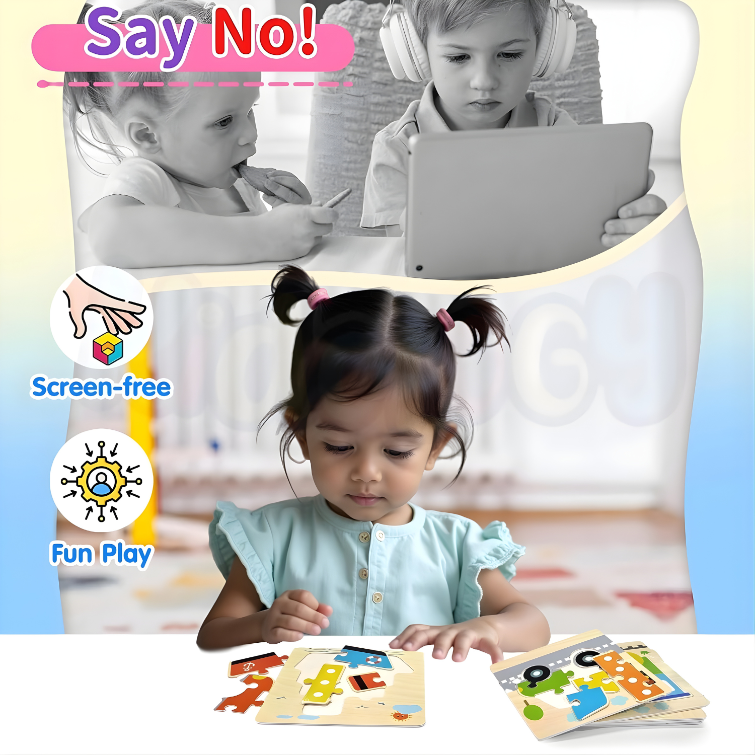 Wooden Puzzle  Set — Early Learning Puzzle for Kids