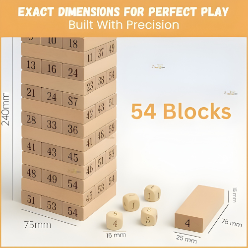 54 Piece Wooden Tumbling Tower Game