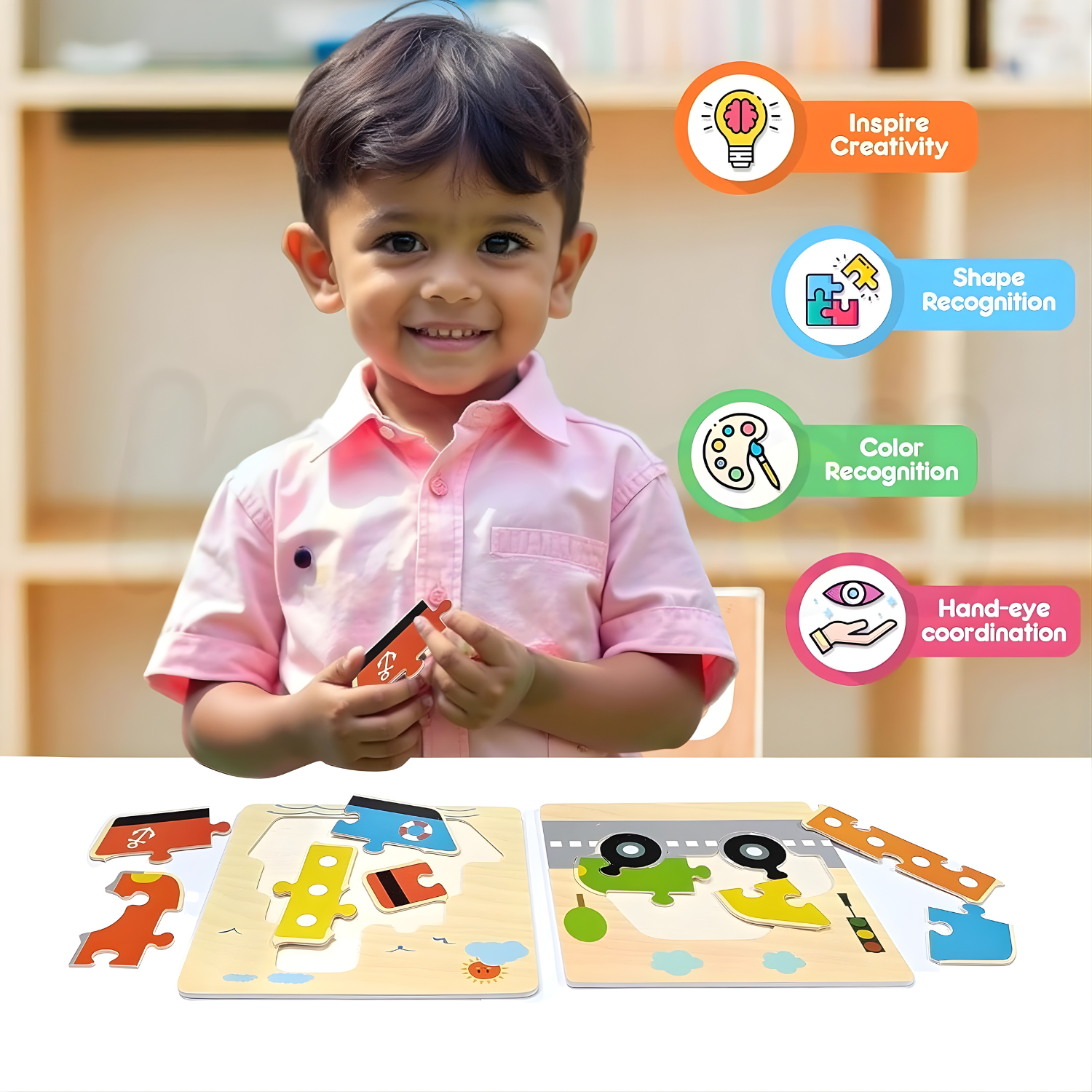 Wooden Puzzle  Set — Early Learning Puzzle for Kids