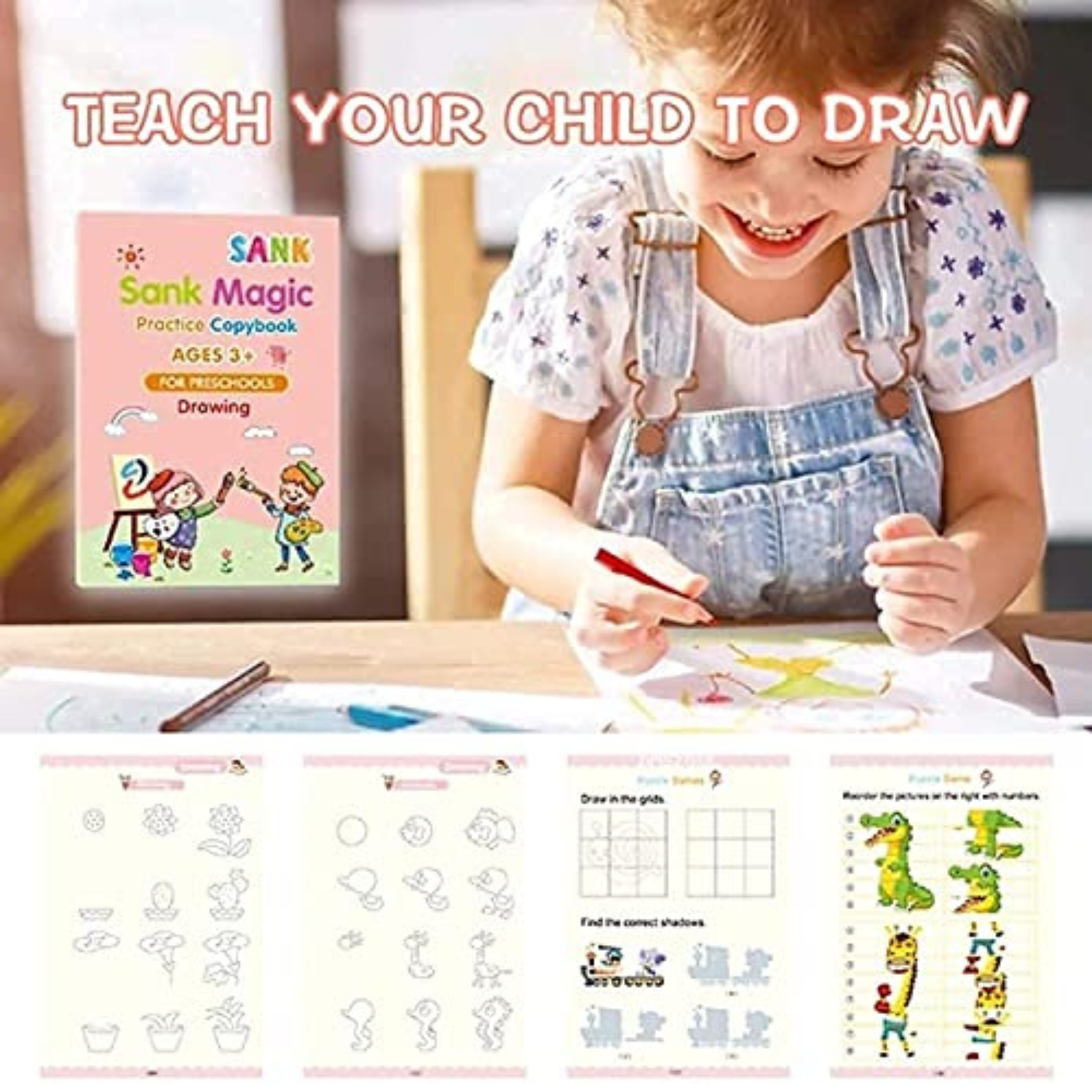 Magic Practice Copybook Set for Preschoolers – Reusable Calligraphy & Handwriting Workbook