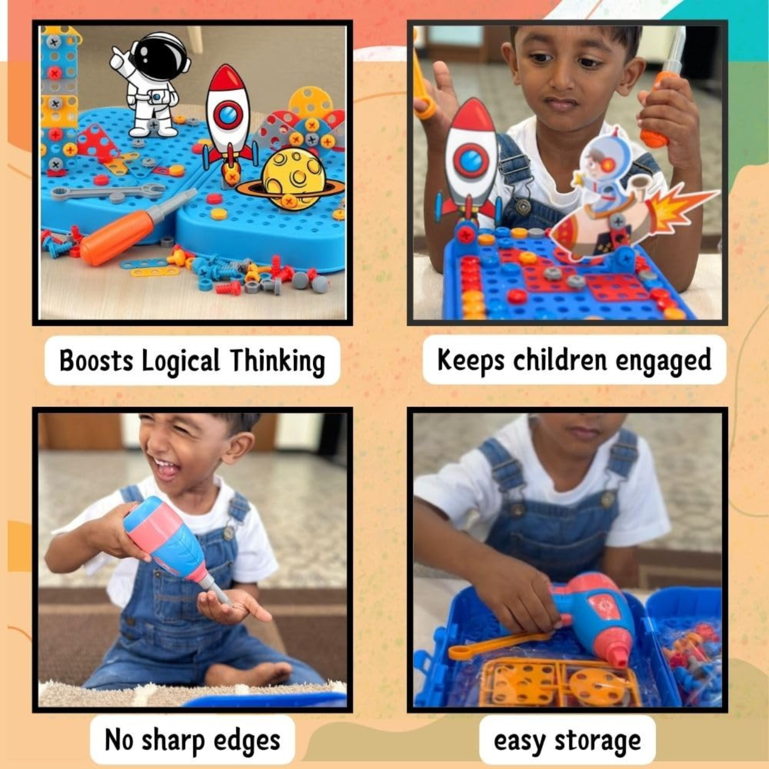 Happy Hues 232-Piece Mosaic & Educational Construction Set