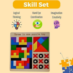 Wooden Children's Educational Colorful Square Tangram Game