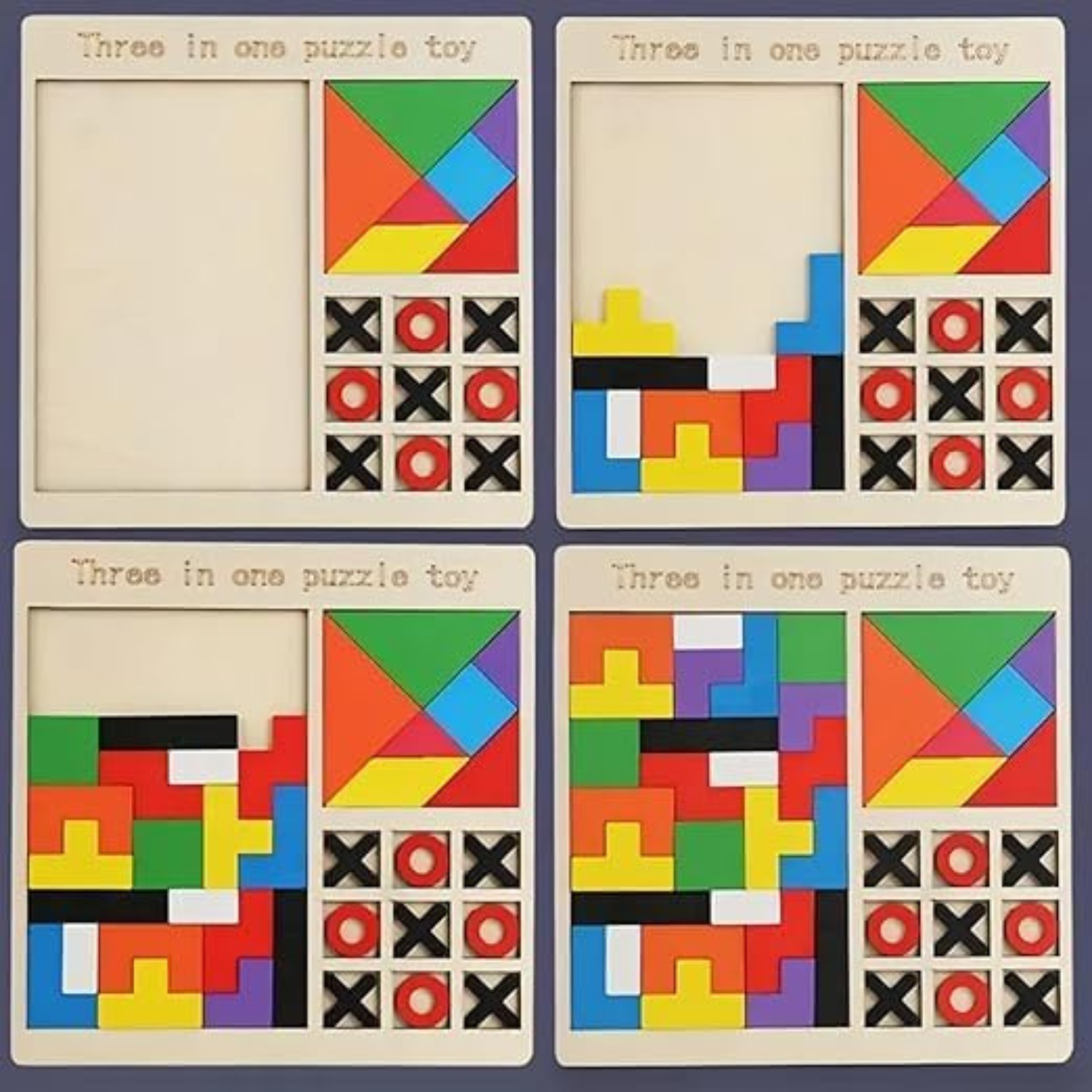 Wooden Children's Educational Colorful Square Tangram Game