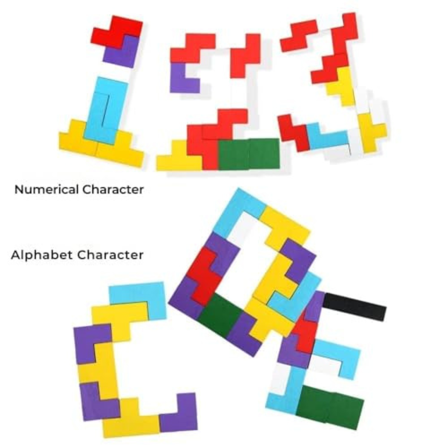 Wooden Children's Educational Colorful Square Tangram Game