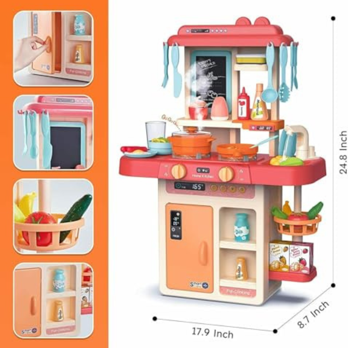 42 Pcs Pretend Play Kitchen Set Toys with Slate, Chalk and Duster