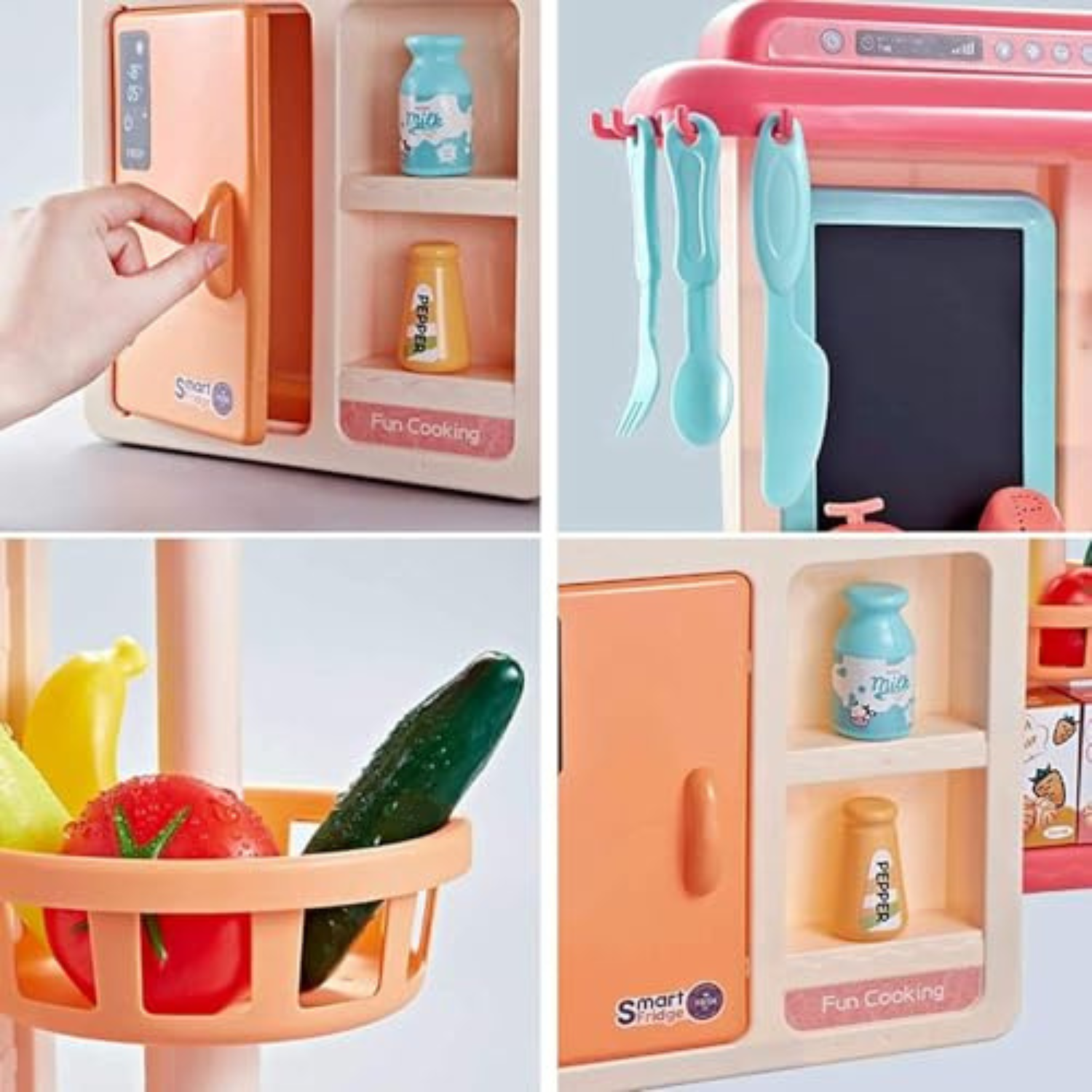 42 Pcs Pretend Play Kitchen Set Toys with Slate, Chalk and Duster