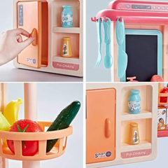 42 Pcs Pretend Play Kitchen Set Toys with Slate, Chalk and Duster