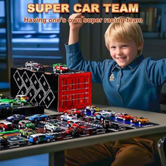 AIUAZA 48-Piece Die-Cast Pull-Back Cars Playset with Garage & Parking Slots