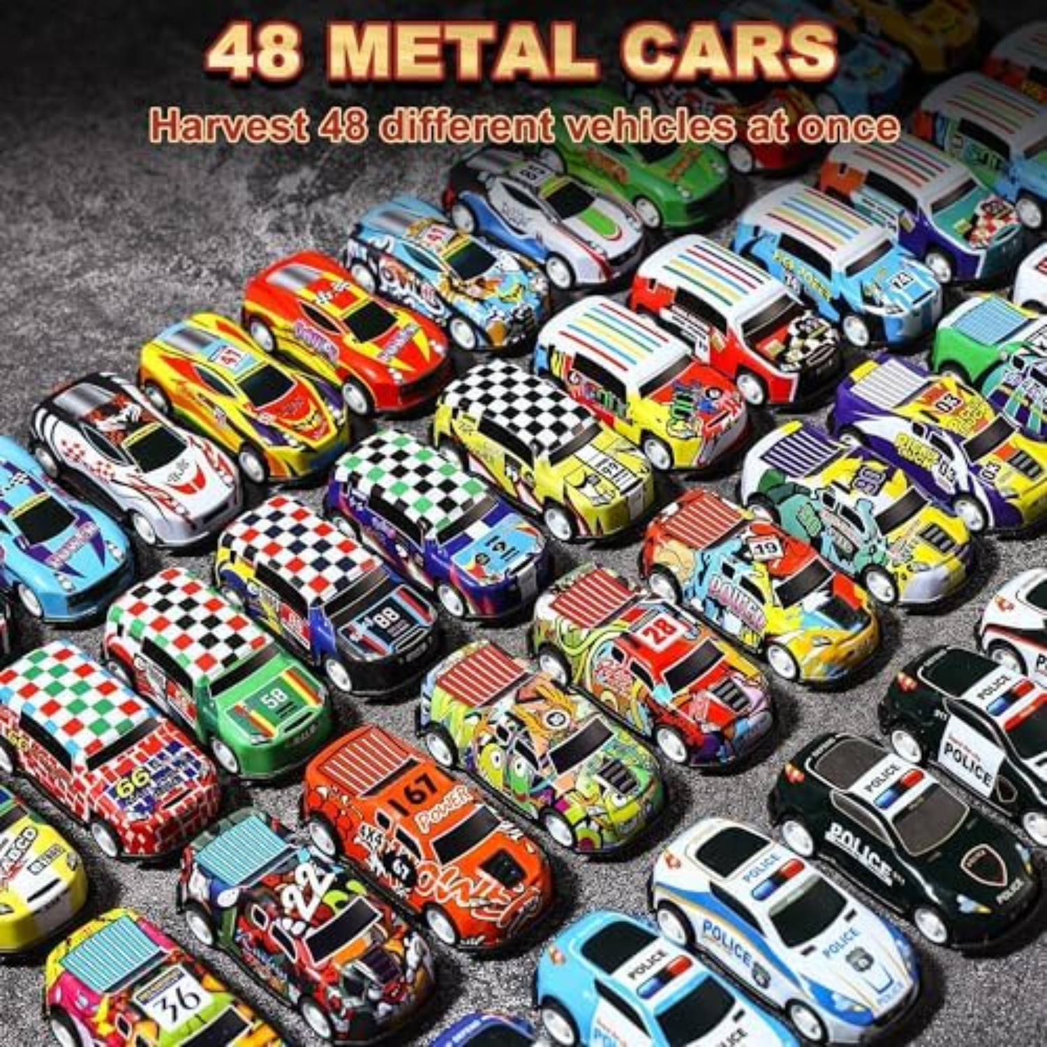 AIUAZA 48-Piece Die-Cast Pull-Back Cars Playset with Garage & Parking Slots