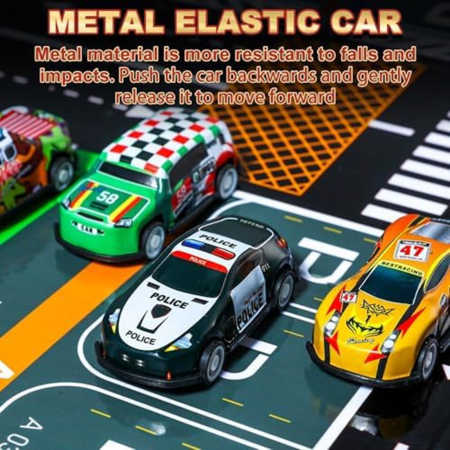 AIUAZA 48-Piece Die-Cast Pull-Back Cars Playset with Garage & Parking Slots